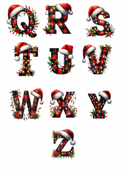 Christmas tartan alphabet custom with any name & initial