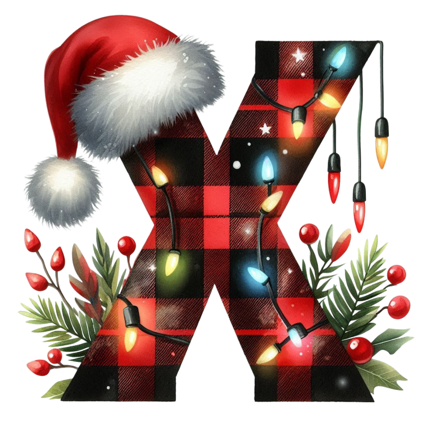 Christmas tartan alphabet custom with any name & initial