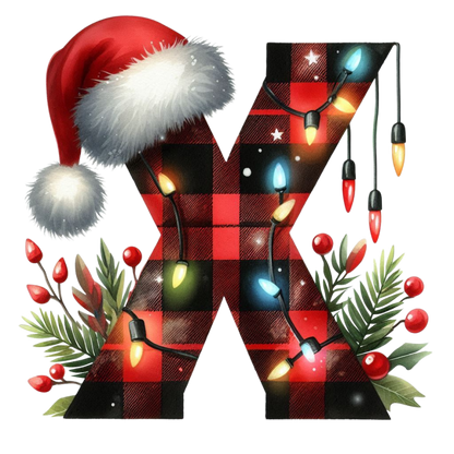 Christmas tartan alphabet custom with any name & initial
