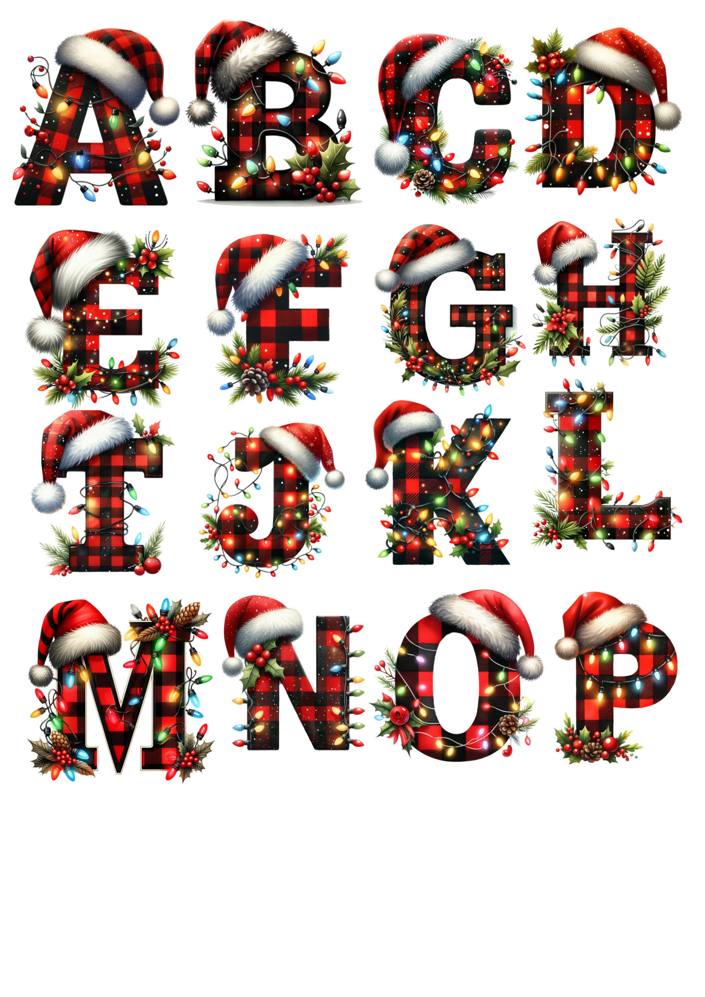 Christmas tartan alphabet custom with any name & initial