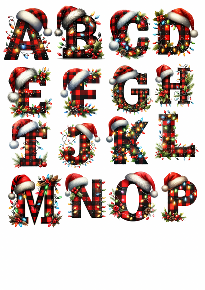 Christmas tartan alphabet custom with any name & initial