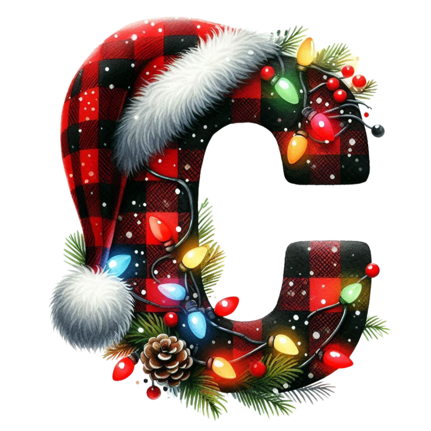 Christmas tartan alphabet custom with any name & initial