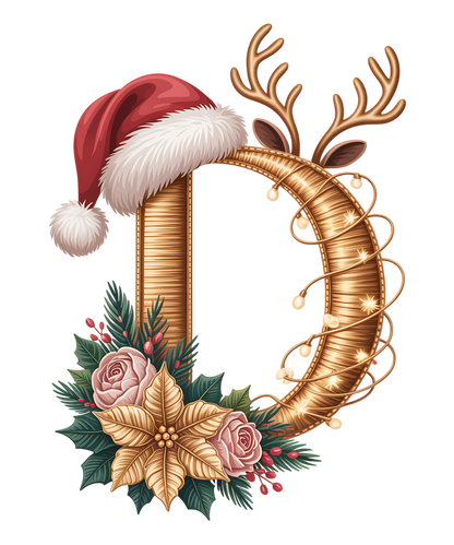 Christmas ornament gold letter custom with any name & initial