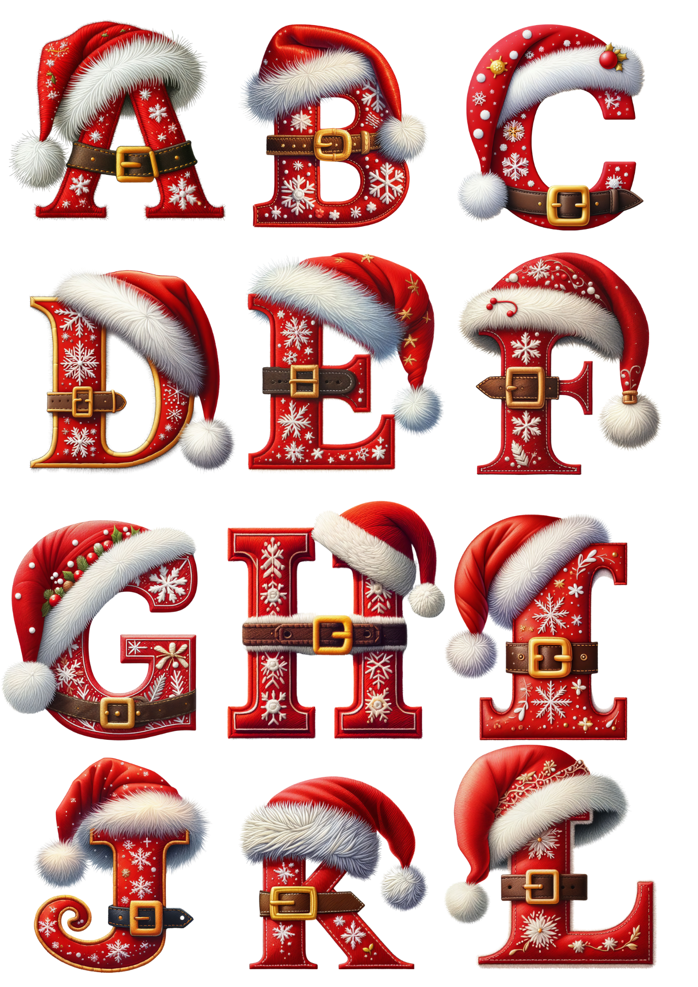 Christmas Santa belt alphabet, custom with any name & initial