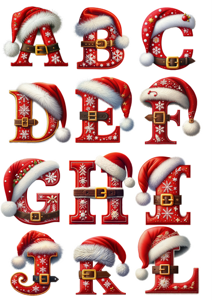 Christmas Santa belt alphabet, custom with any name & initial