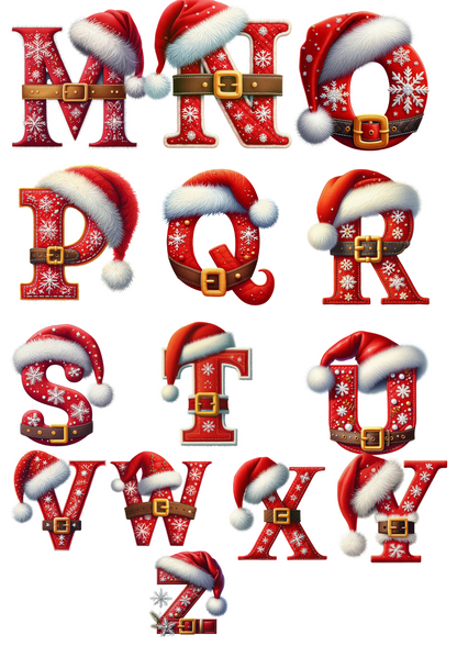 Christmas Santa belt alphabet, custom with any name & initial