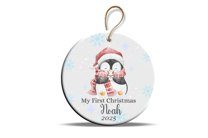 My first Christmas ornament custom made add any name snowman, penguin & reindeer design