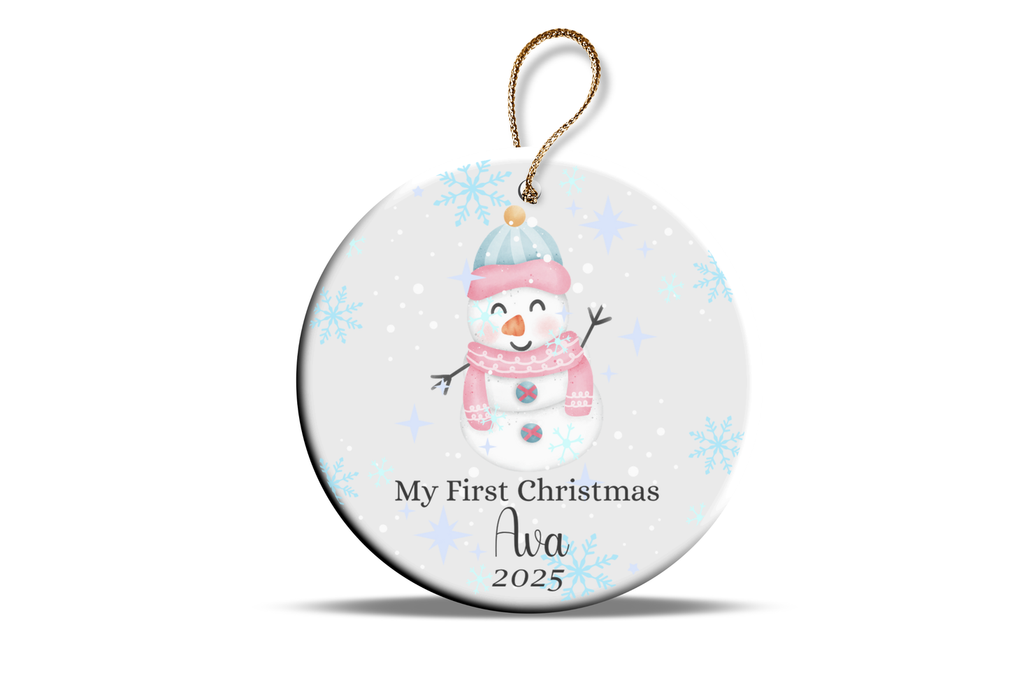 My first Christmas ornament custom made add any name snowman, penguin & reindeer design