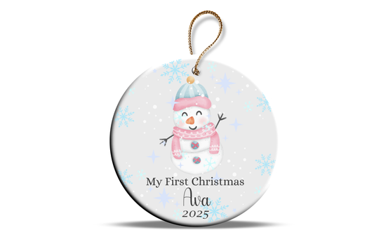 My first Christmas ornament custom made add any name snowman, penguin & reindeer design
