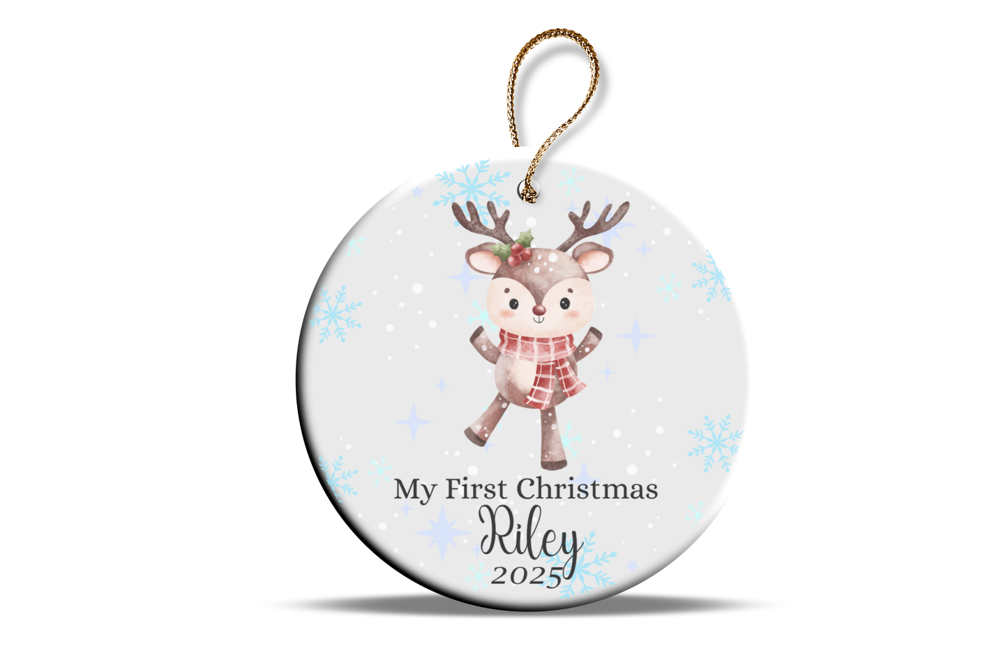 My first Christmas ornament custom made add any name snowman, penguin & reindeer design