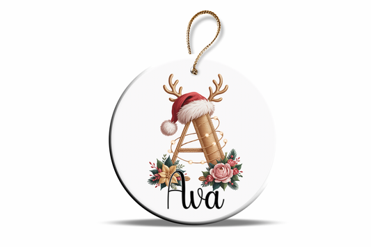 Christmas ornament gold letter custom with any name & initial